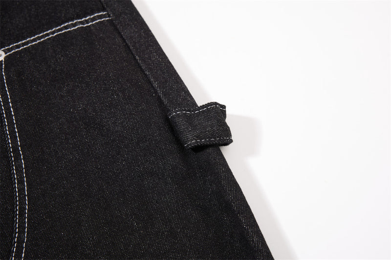 Herren-Cargojeans mit weitem Bein, Klappverschluss und Kontrastnähten