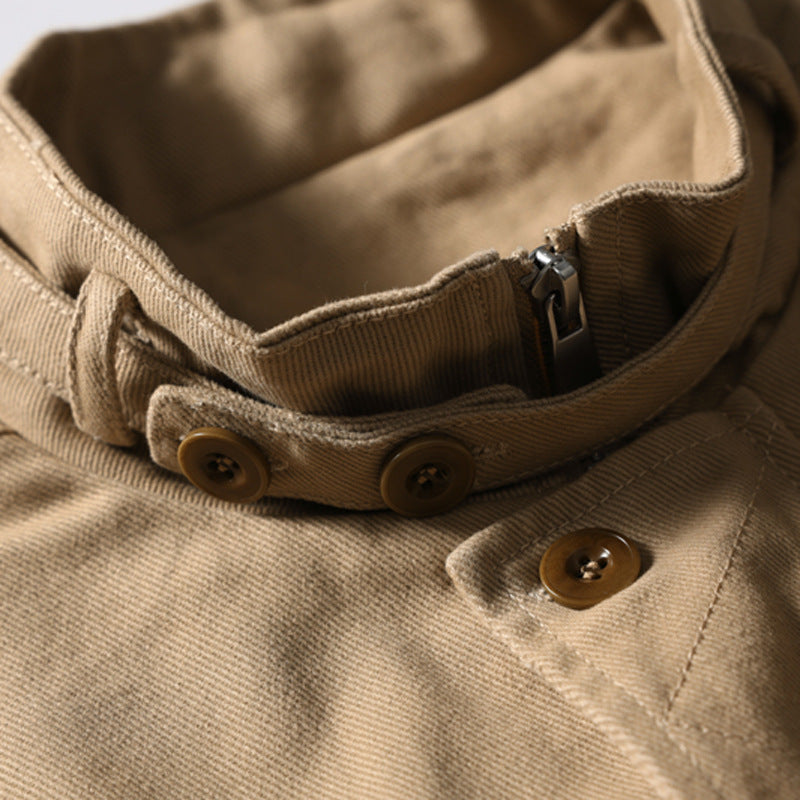 Mock Neck Workwear Bomber Jacket – Relaxed Fit Stand Collar Outerwear