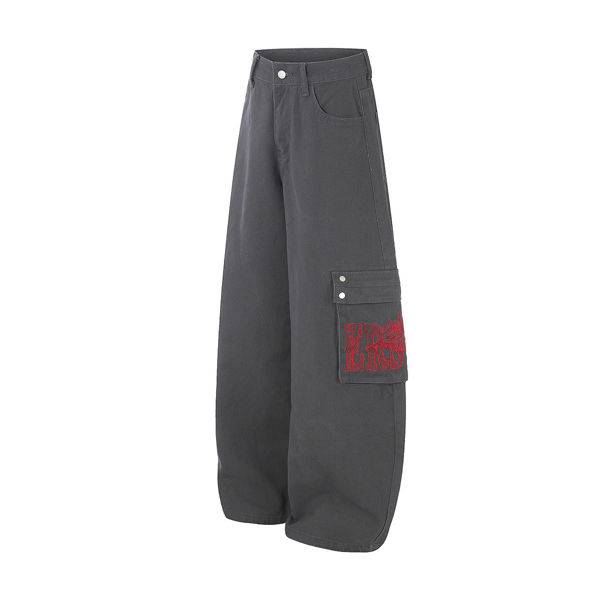 Baggy Cargo Pants Wide Leg Embroidered Letter Workwear Trousers