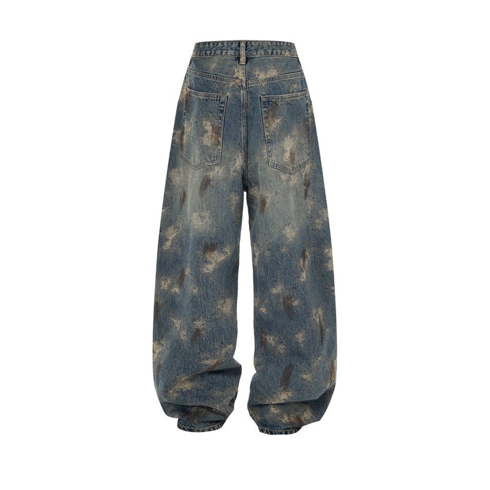 Wide Leg Jeans Mens Distressed Vintage Grunge Baggy Denim Pants