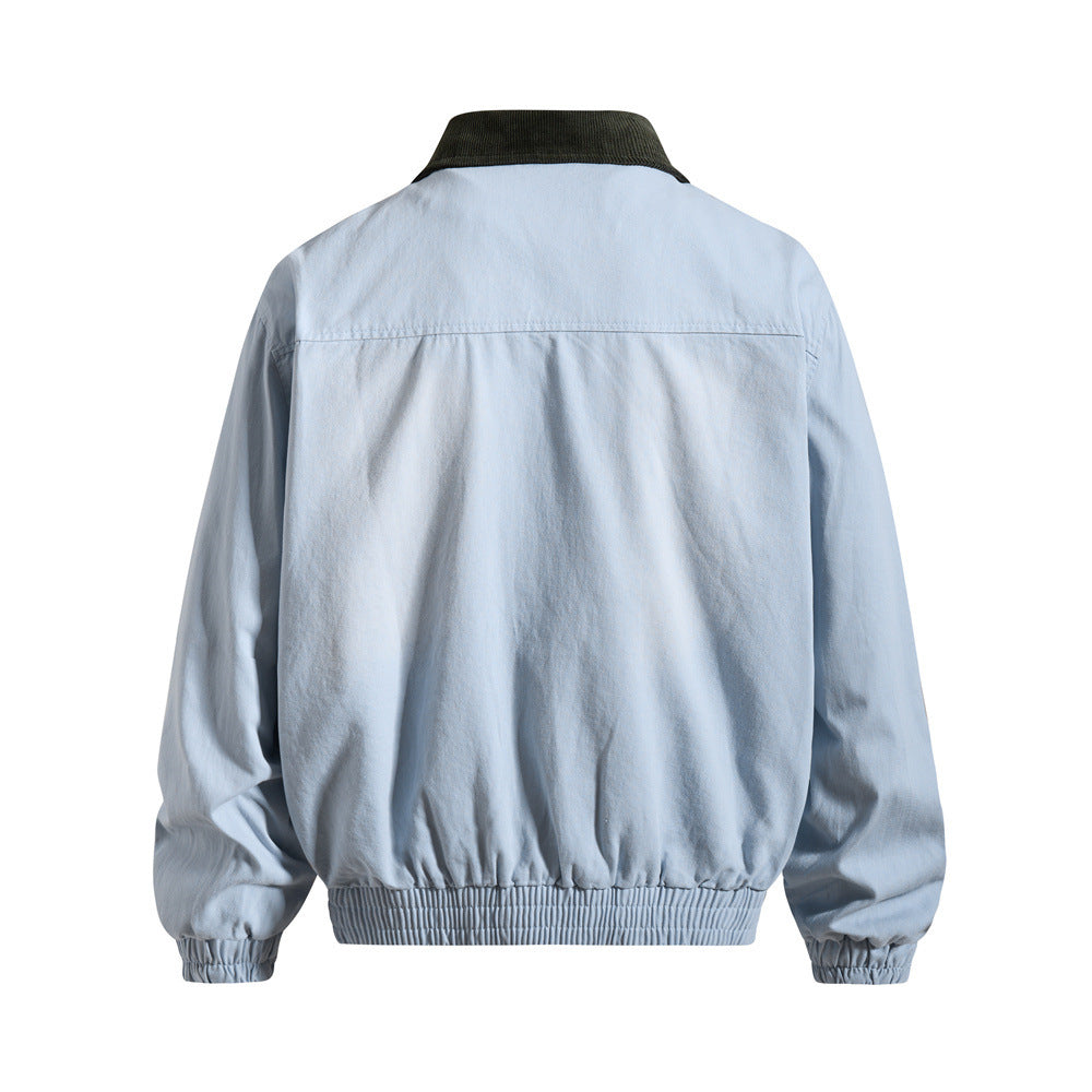Chaqueta workwear vintage americana de lona para hombre con cuello de pana