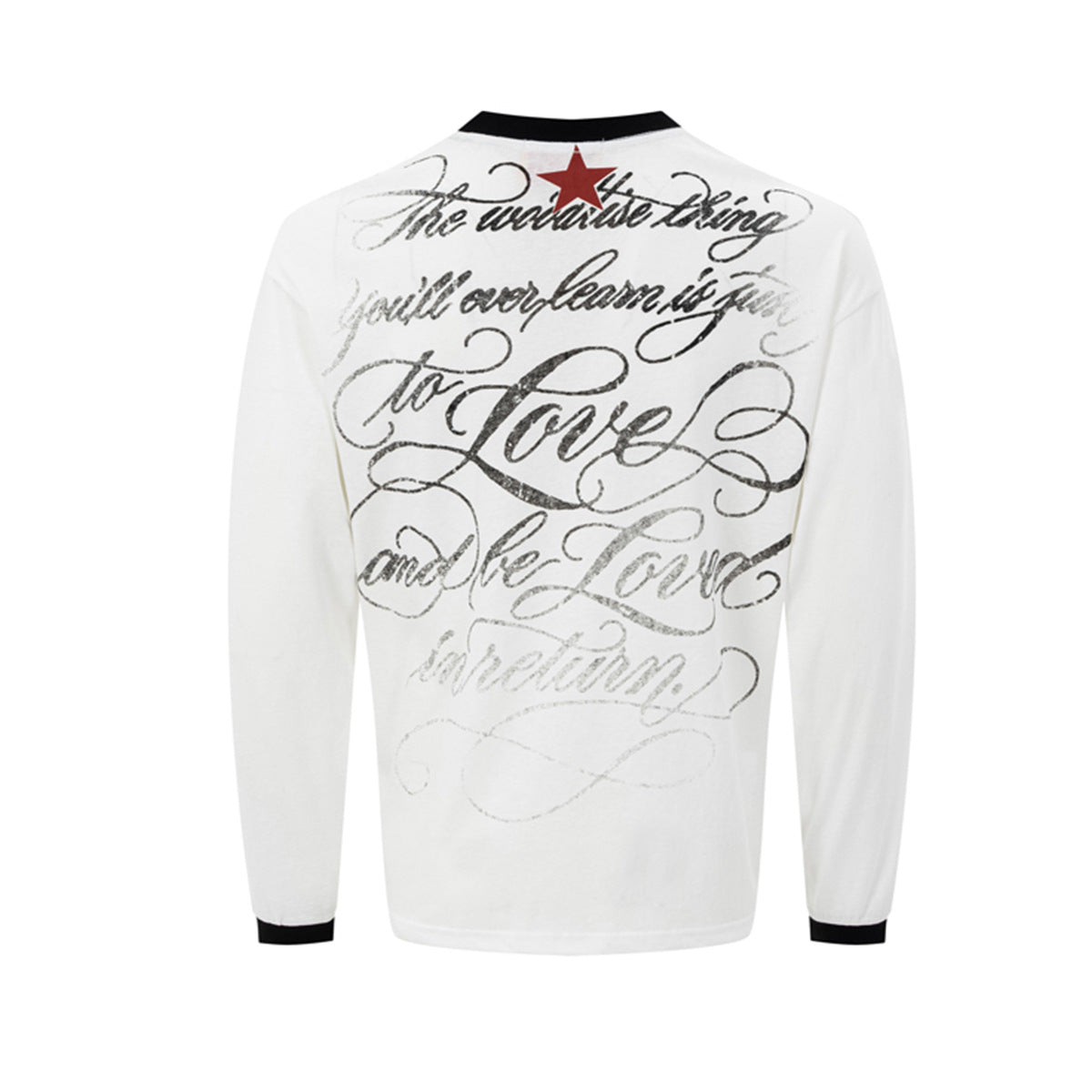 T-shirt graphique à manches longues et col rond – Photo imprimée d’un groupe rétro