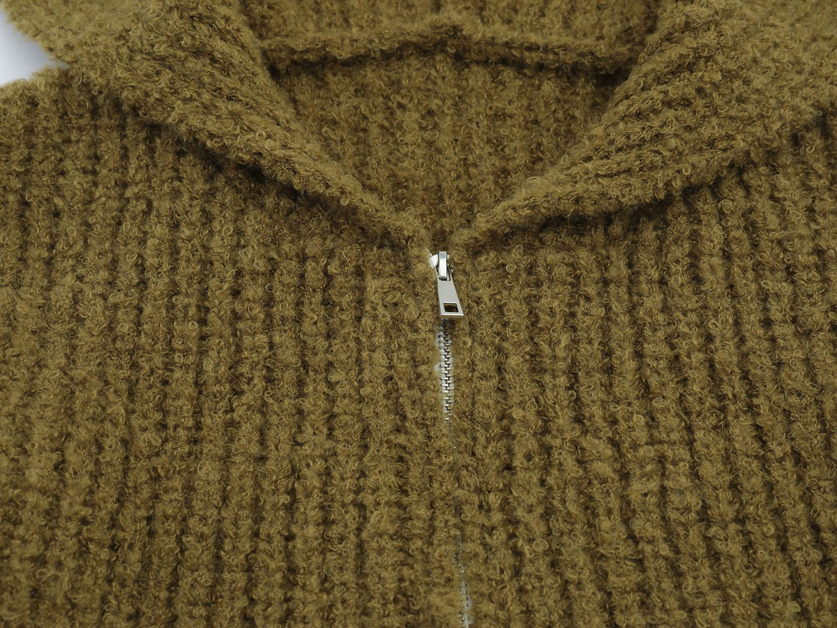 Sweater Zip Up Hoodie Bear Ear Knit Cardigan with Front Pockets