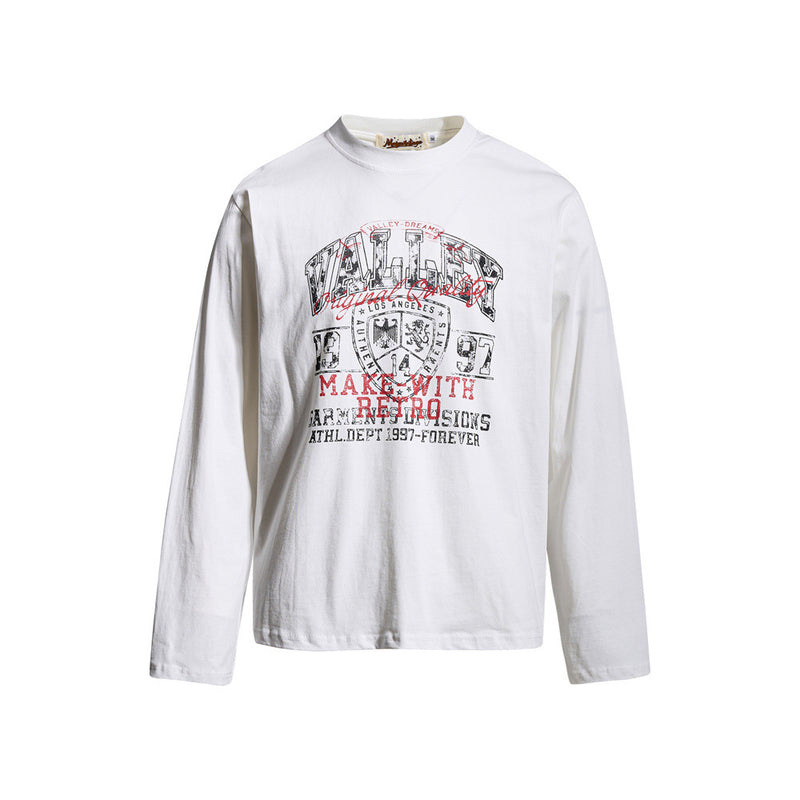 Long Sleeve T-Shirt for Men – Valley Retro Varsity Graphic Crew Neck Tee