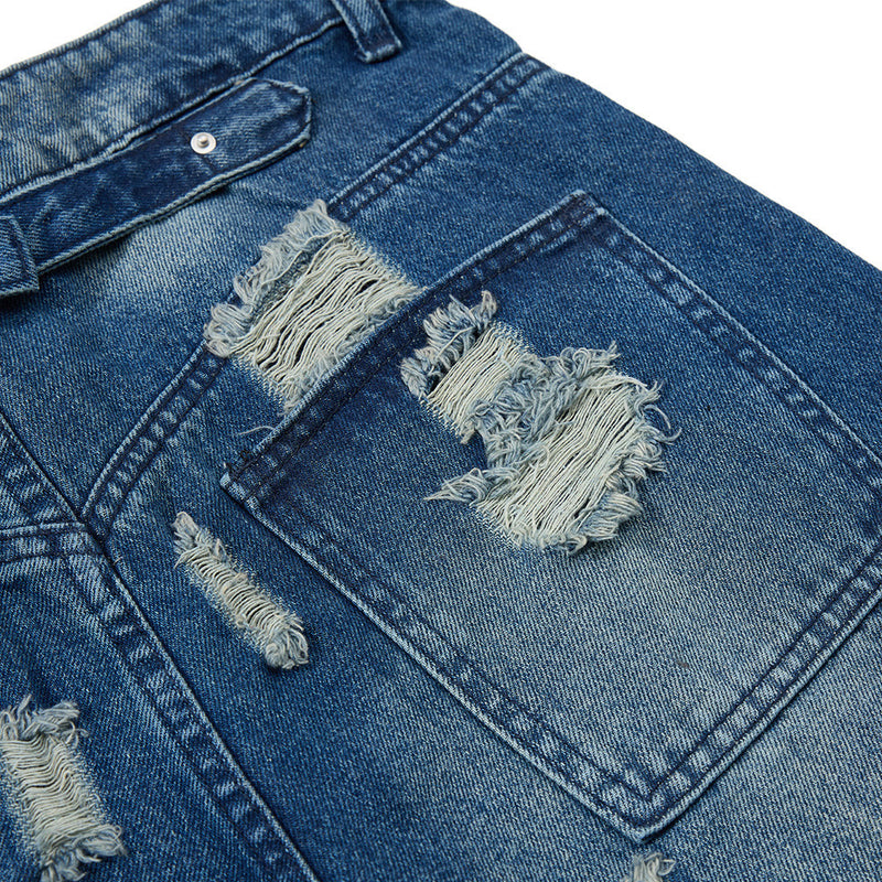 Wide-Leg Ripped Jeans – Men's Baggy Distressed Denim with Washed Finish