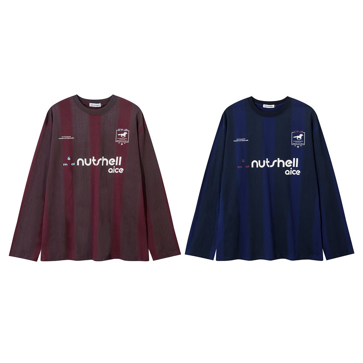 Long Sleeve Striped Soccer Jersey Shirt – Vintage Washed Oversized Fit