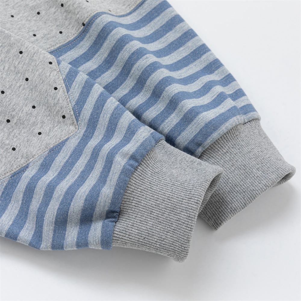 Long Sleeve Polo Shirt Patchwork Striped Color-Block Oversized Top