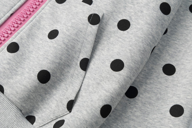 Sweat à capuche zippé à pois avec ailes d’ange et capuche oversize