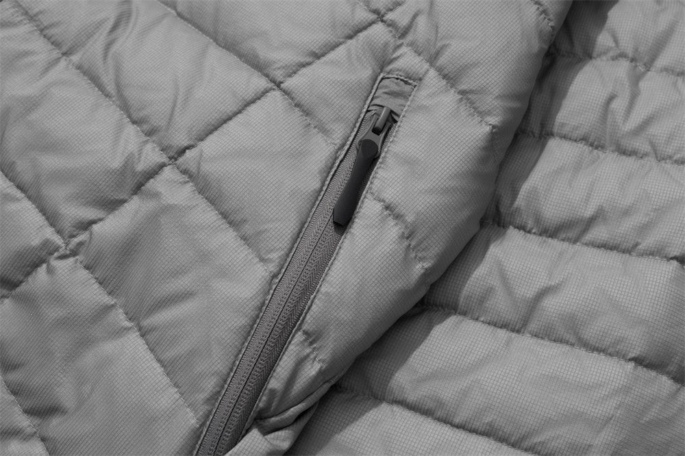 Men's Hooded Puffer Jacket – Zip-Up Quilted Down Coat with Multi-Pocket Design