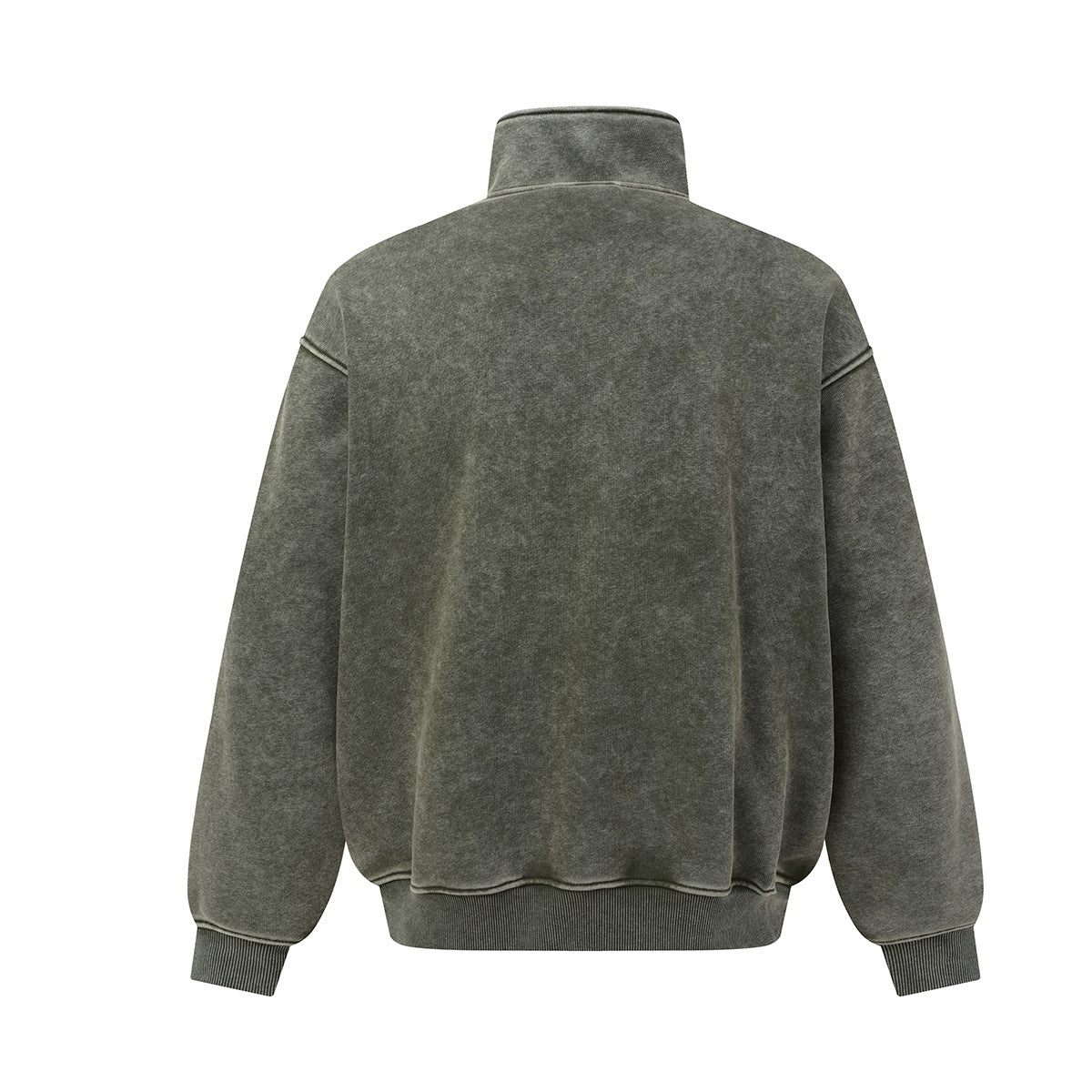 Vintage Washed Fleece-Lined Bomber Jacket – Boxy Fit Men's Zip-Up Outerwear
