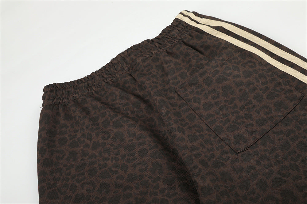 Wide-Leg Sweatpants with Side Stripes & Music Note Print