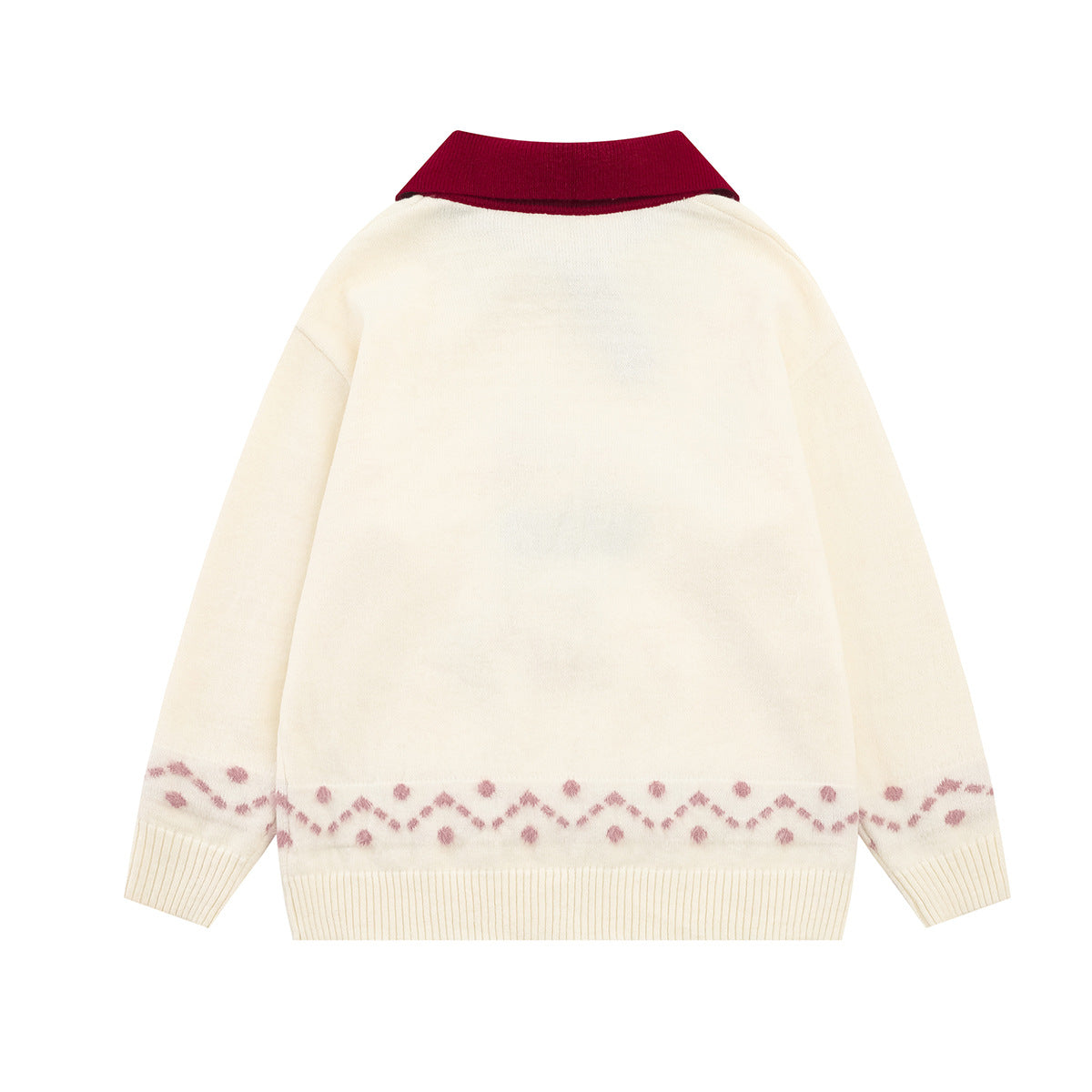 Cute Rabbit Jacquard Polo Collar Knit Sweater – Fluffy Bunny Graphic Pullover