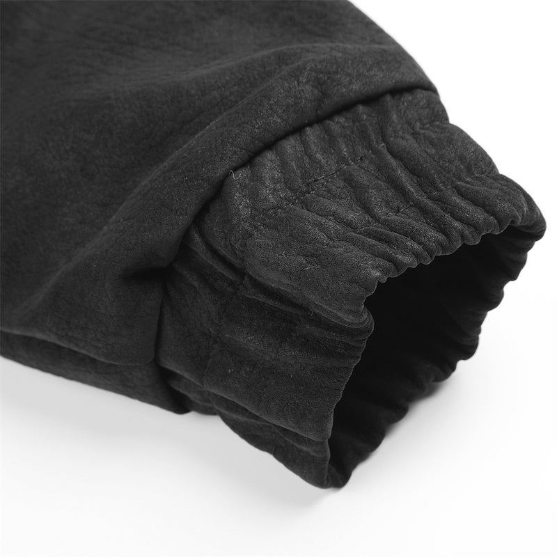 Men's Faux Fur-Lined Hooded Bomber Jacket – Double-Breasted PU Suede Winter Coat