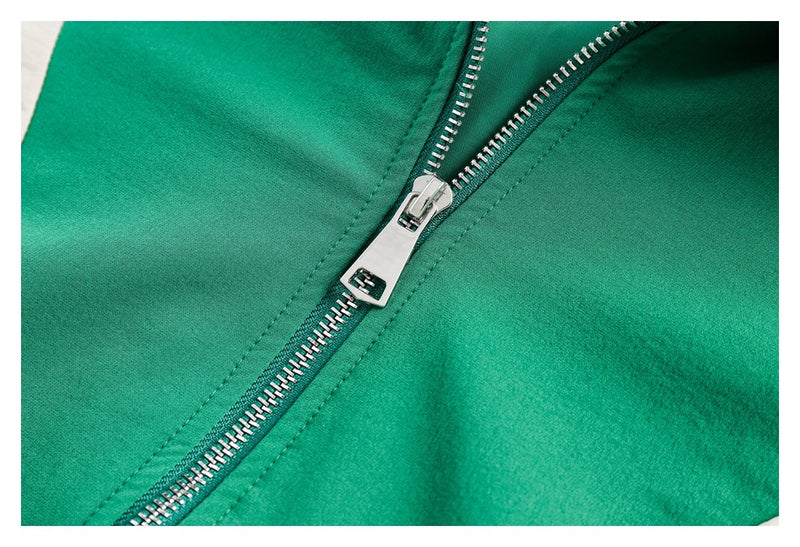 Colorblock Zip-Up Track Jacket — Oversized Retro Varsity Style