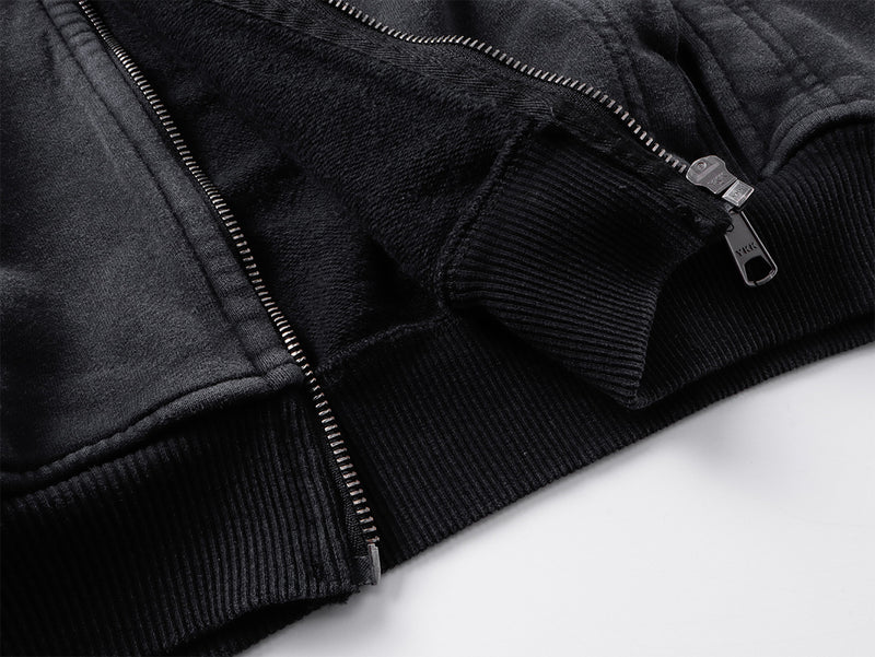 Veste à capuche zippée à multiples poches – Délavage acide vintage