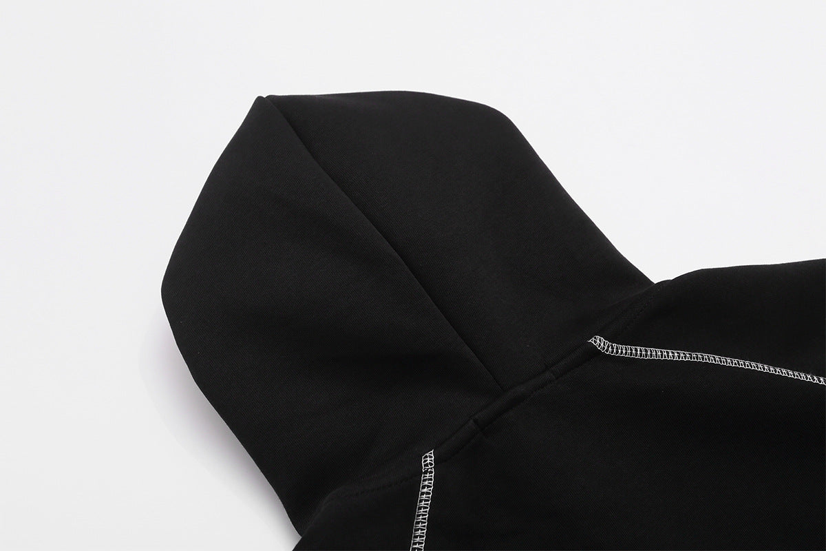 Zip-Hoodie mit kontrastierenden Steppnähten – Kurzer, sportlicher Fit