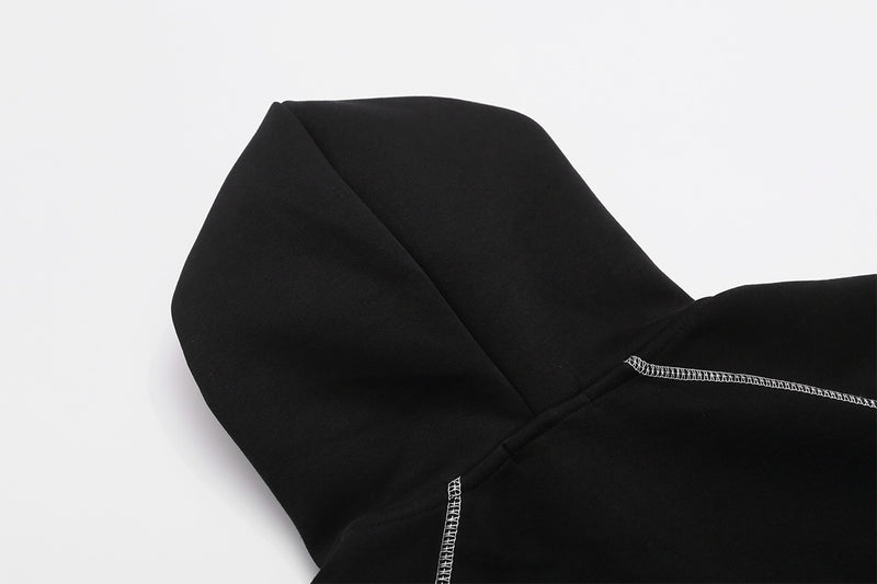 Zip-Hoodie mit kontrastierenden Steppnähten – Kurzer, sportlicher Fit