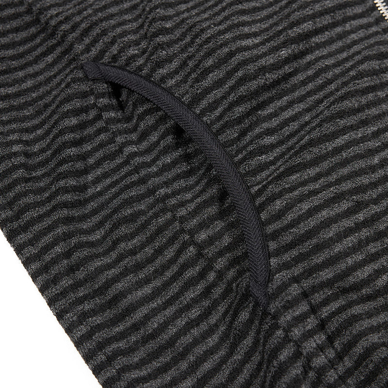 Chaqueta de rayas con cuello mao y cremallera para hombre, con detalles de ojales metálicos