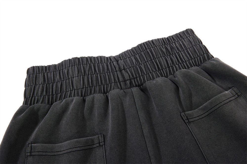 Wide-Leg Sweatpants with Cracked Letter Print and Lightning Graphic