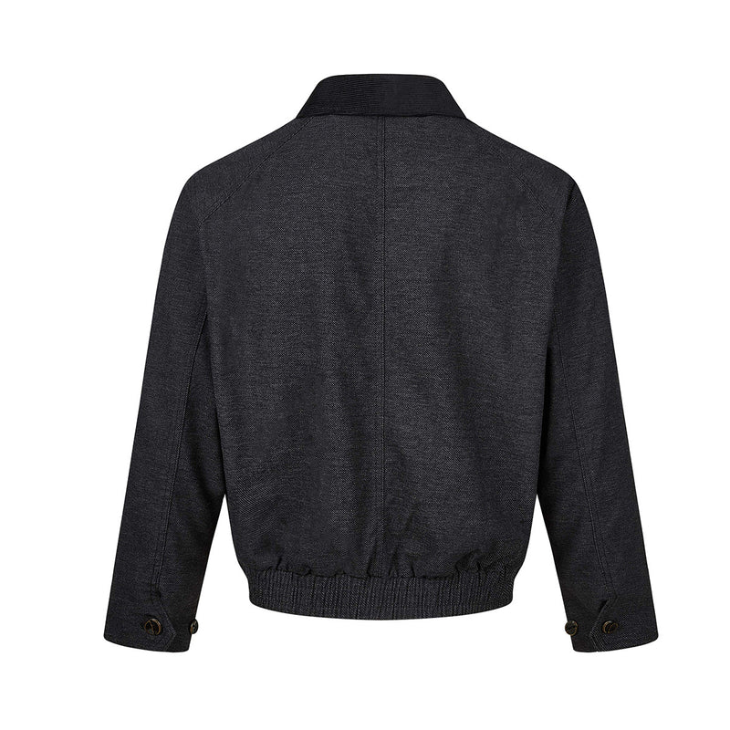 Men's Retro Harrington Jacket – Corduroy Collar, Full-Zip Bomber