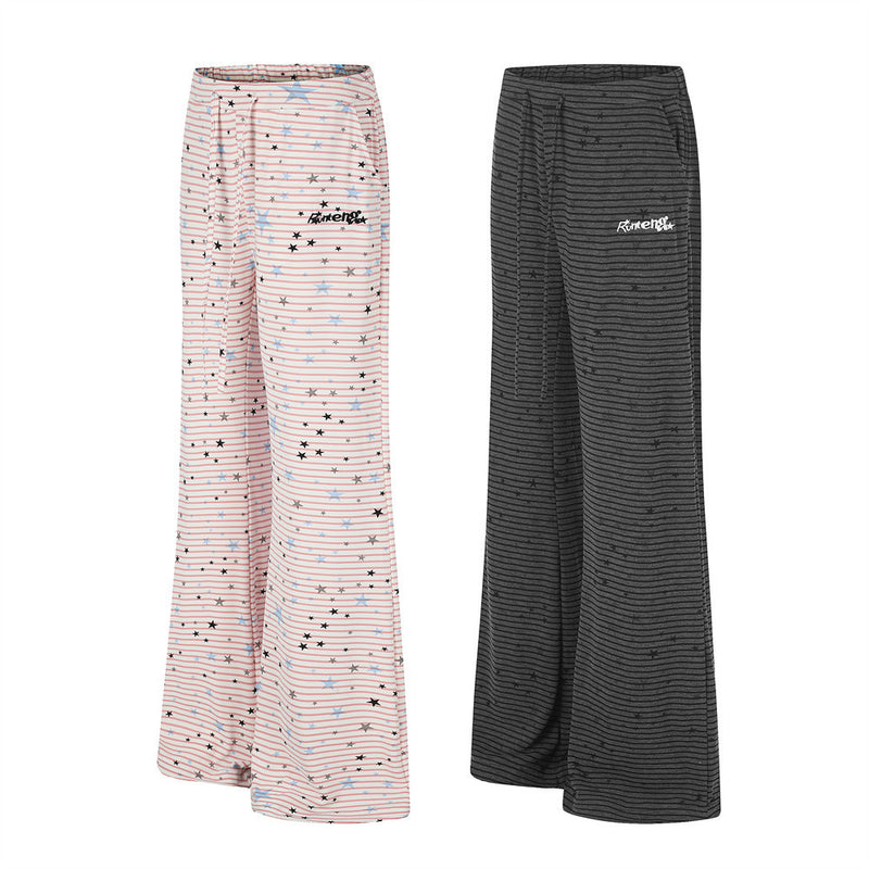 Star & Stripe Wide-Leg Lounge Pants – Flared Casual Trousers