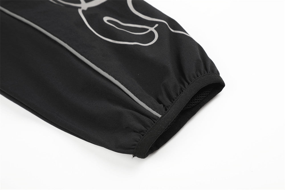 Veste de survêtement noire avec imprimé licorne ailée et motif graphique numéro 66