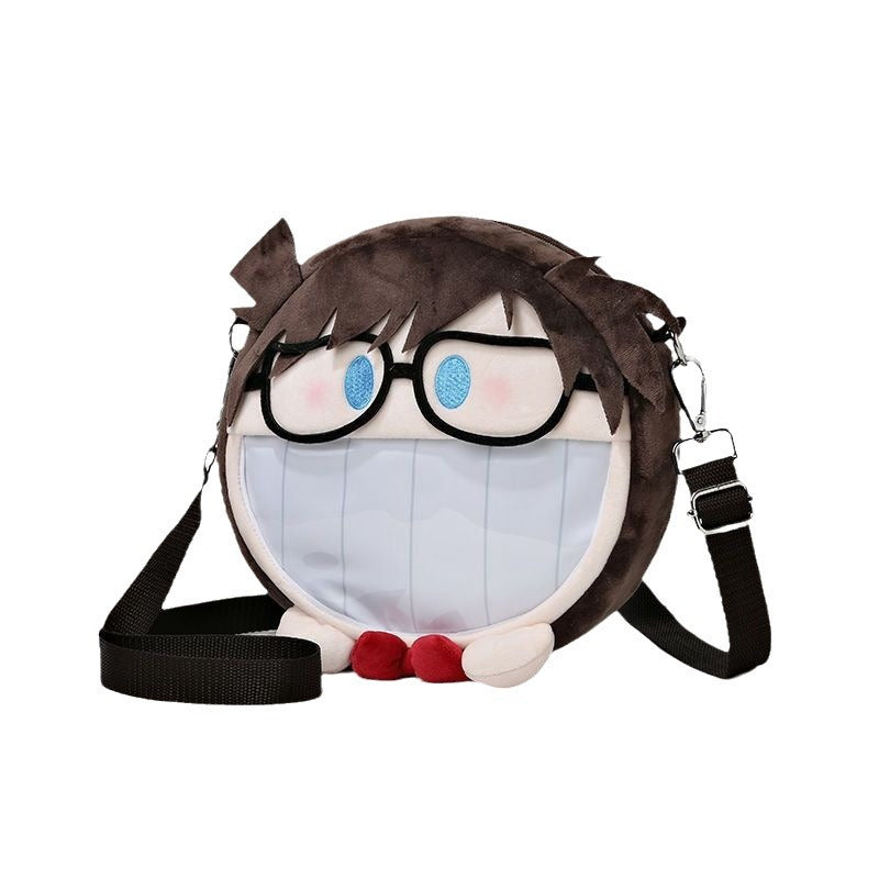 Detective Conan Edogawa Conan Plush Shoulder Bag – Fun Anime Design with Transparent Mouth Pocket