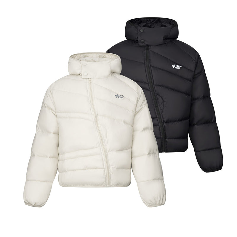 Chaqueta Plumífera con Capucha y Acolchado Diagonal – Corte Oversize