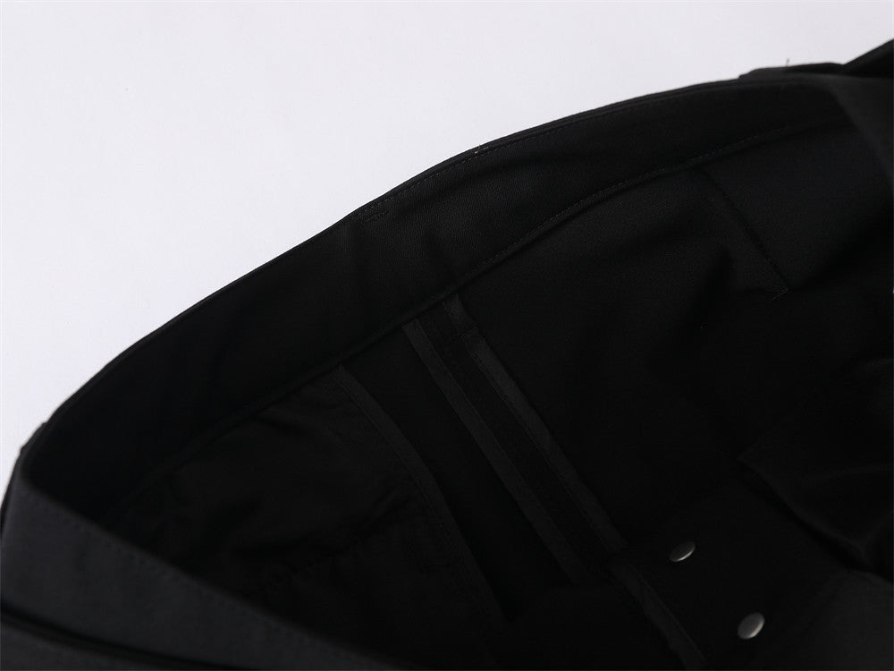 Men's Wide-Leg Dress Pants – Black Button-Fly Pleated Trousers with Belt