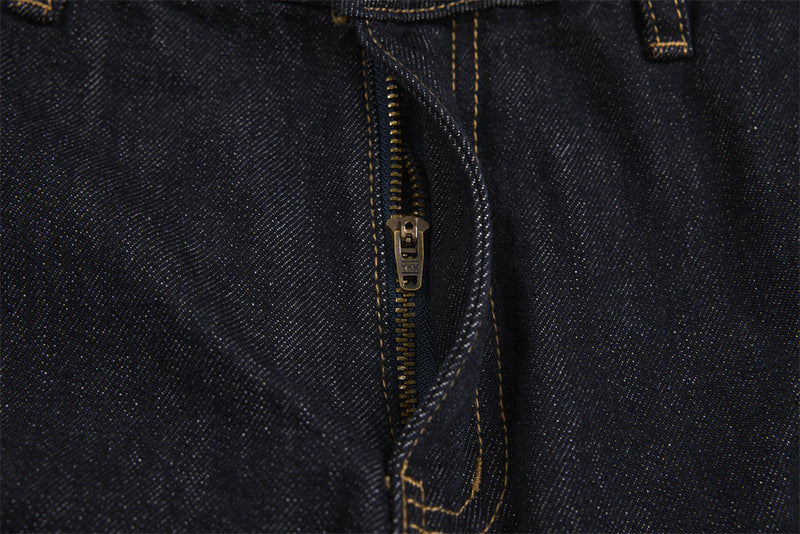 Wide-Leg Jeans with Leopard Print Double Waistband – Men's Dark Indigo Denim