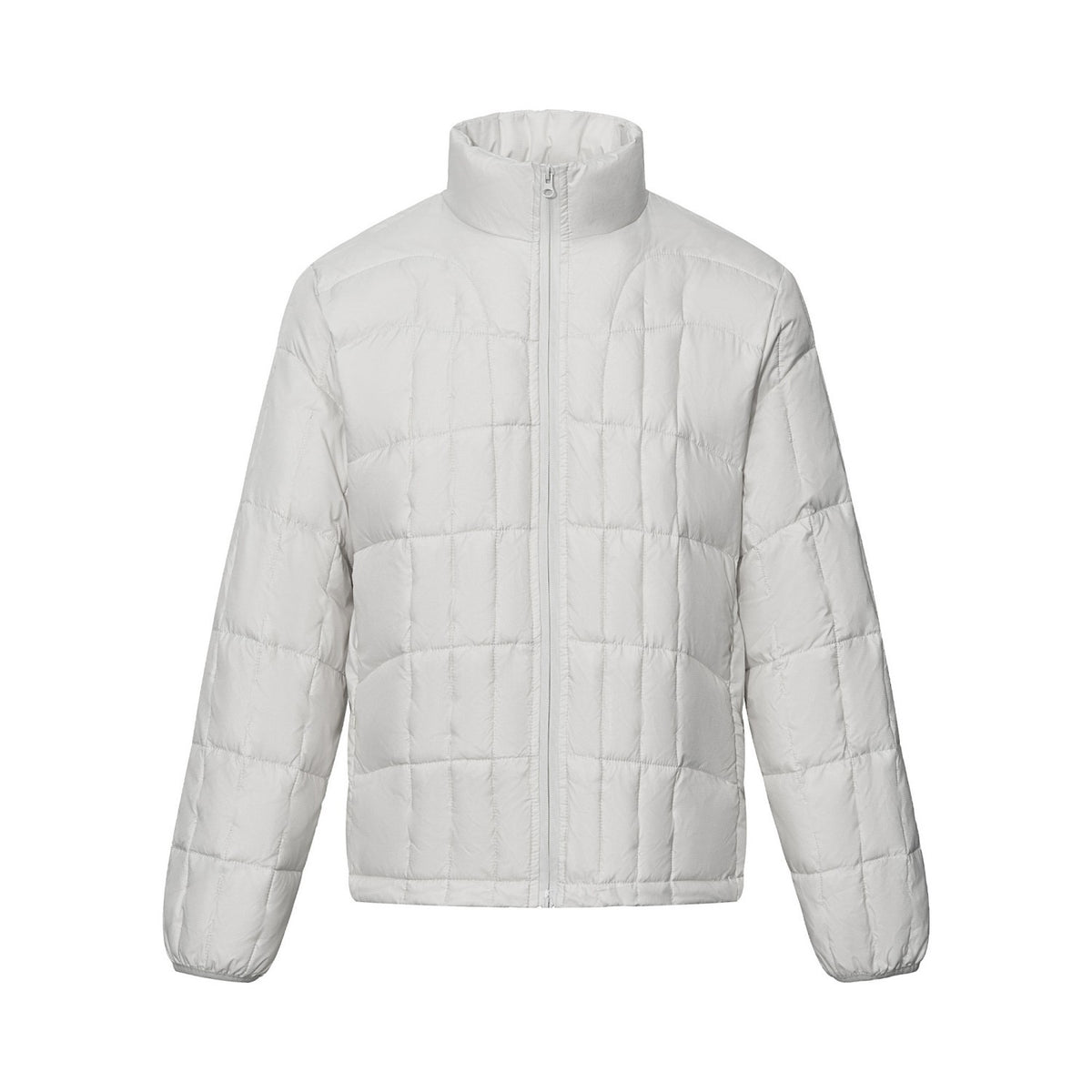 Men's Quilted Down Jacket Stand Collar Full-Zip Puffer Coat