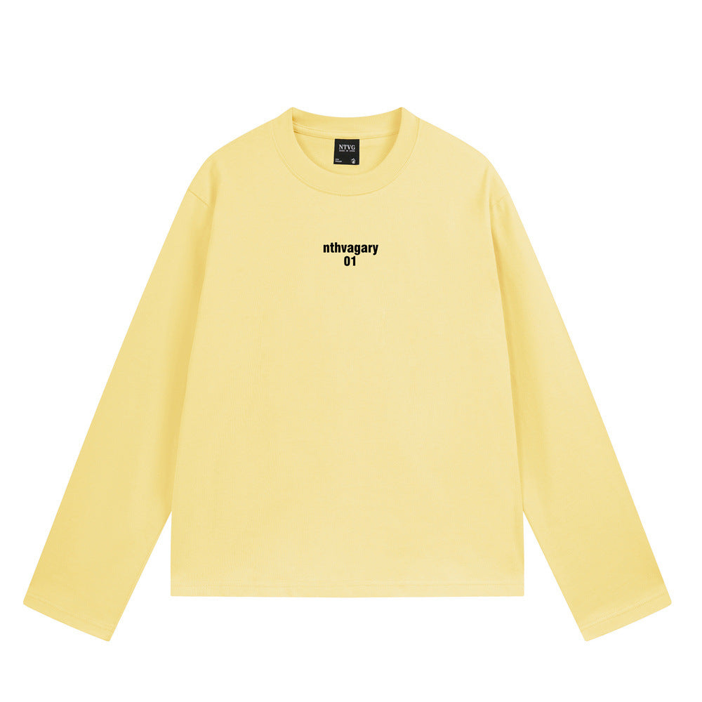Long Sleeve Crewneck T-Shirt – Oversized Fit with Letter Print, Men's Streetwear