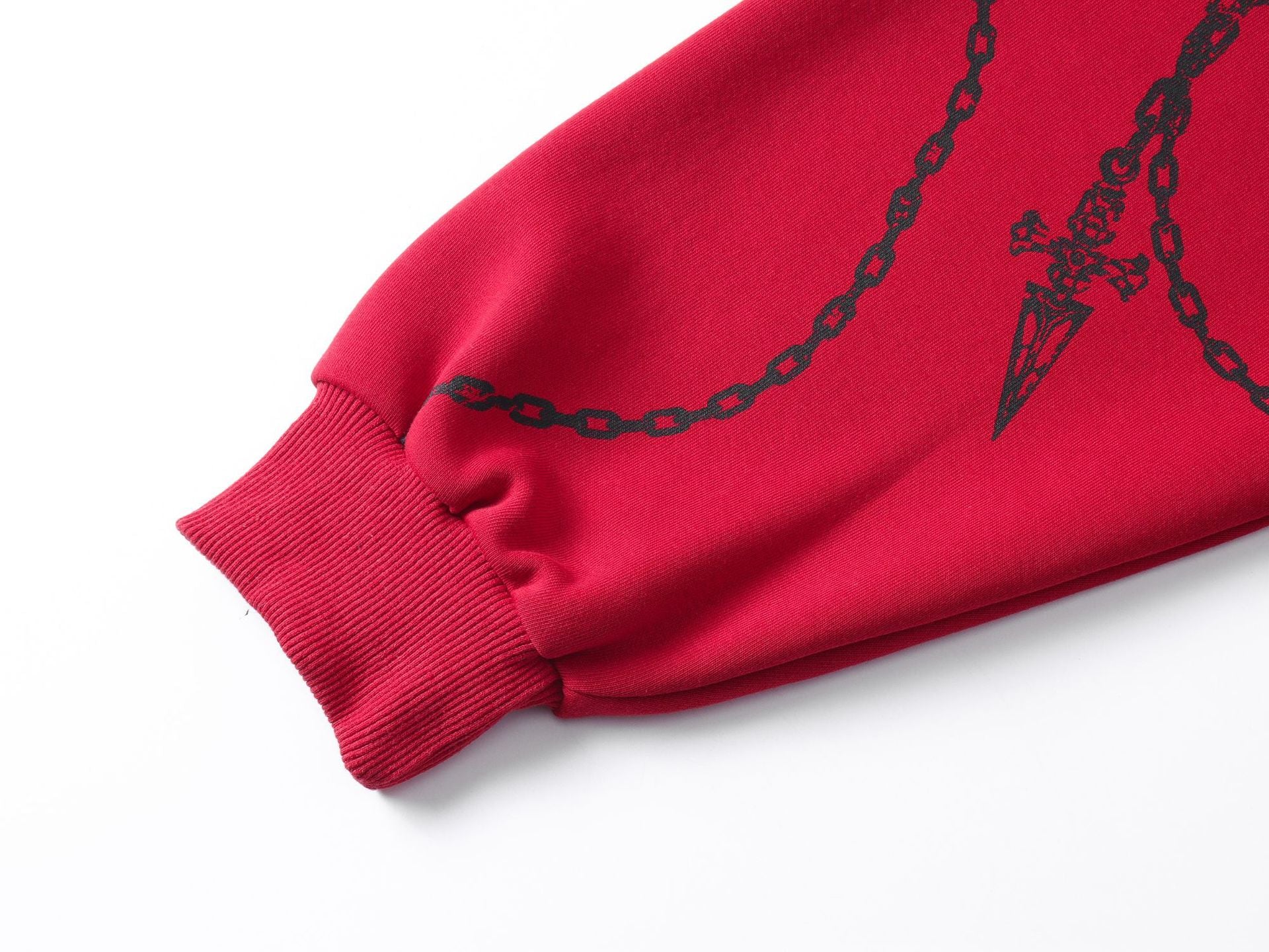 Sudadera oversize gruesa con estampado gótico de cadenas y cruces