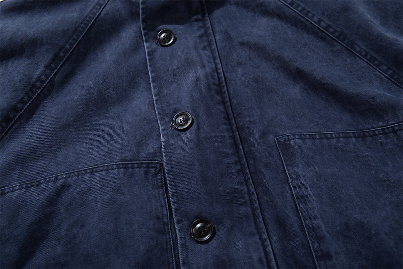 Blouson bomber vintage workwear délavé – Veste Harrington courte à col montant