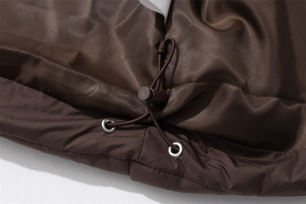 Star-Quilted Hooded Puffer Jacket – Embossed Five-Point Star Design