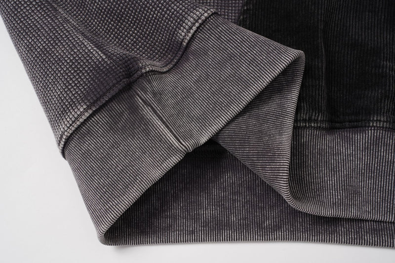 Sweat à capuche zippé quart de zip en maille gaufrée – Design bicolore déconstruit