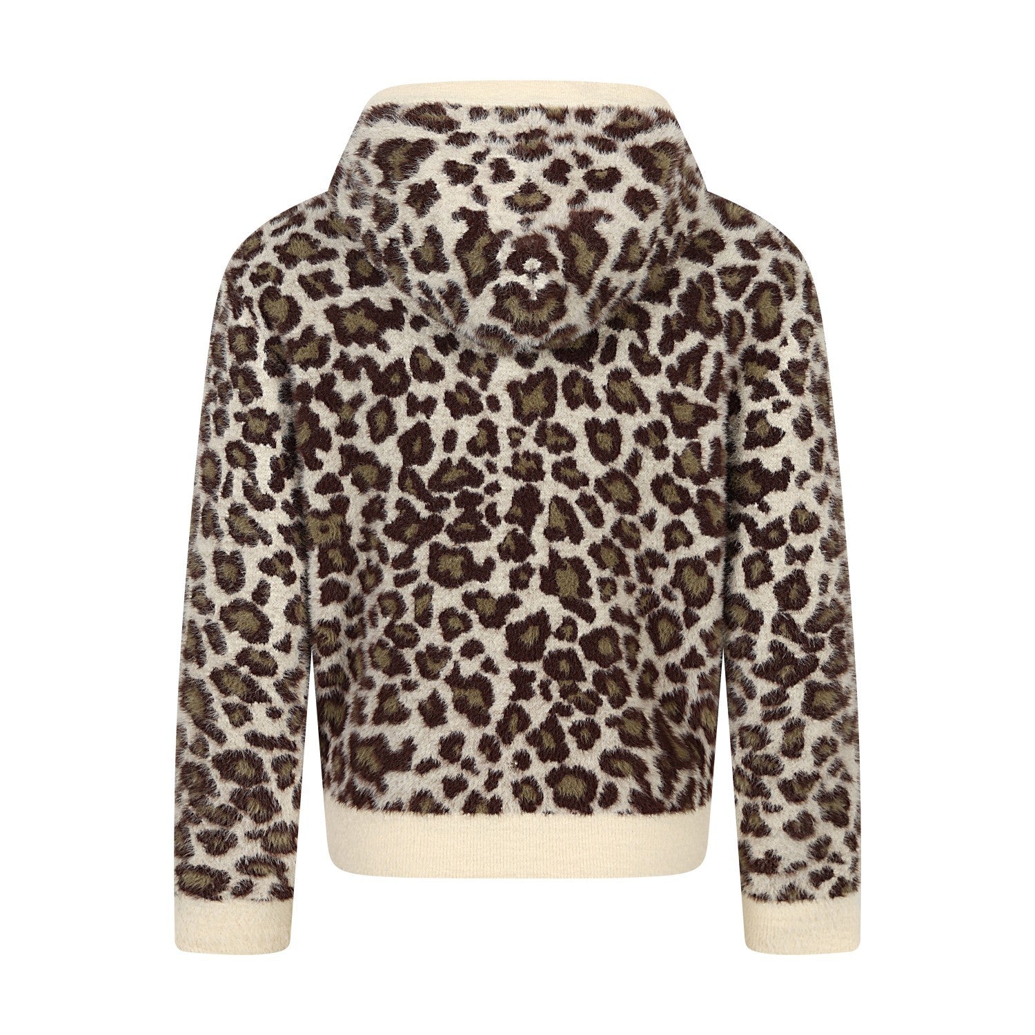 Leoparden-Hoodie mit Reißverschluss und Fleecefutter