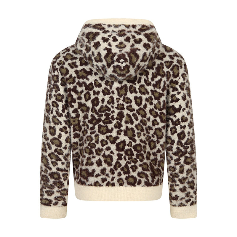 Leoparden-Hoodie mit Reißverschluss und Fleecefutter