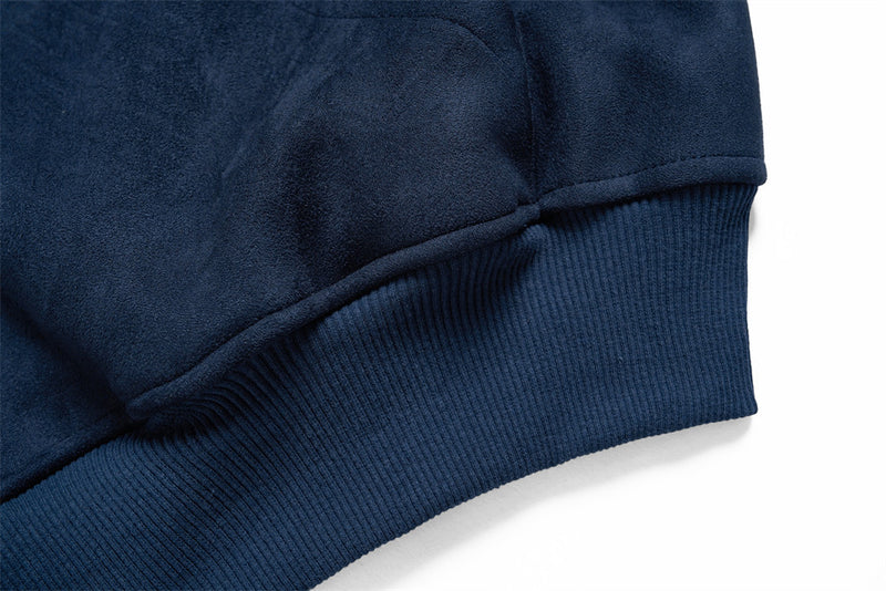 Zip-Up Hoodie with Star Sleeve Detail and Gothic Logo — Oversized Suede-Finish