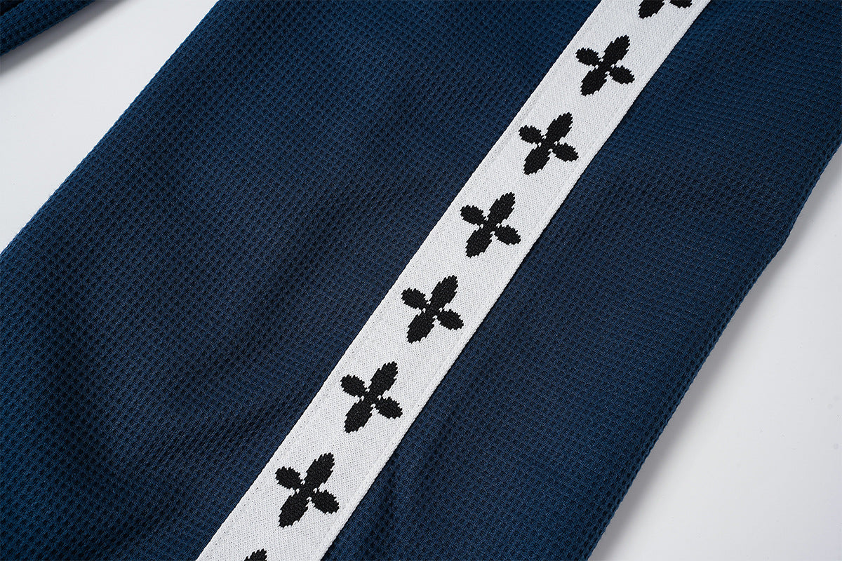 Retro-Trainingsjacken- & Sweathosen-Set – Stehkragen mit Reißverschluss und Fleur-de-Lis-Seitenstreifen