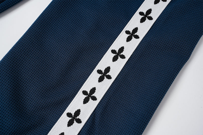 Retro-Trainingsjacken- & Sweathosen-Set – Stehkragen mit Reißverschluss und Fleur-de-Lis-Seitenstreifen