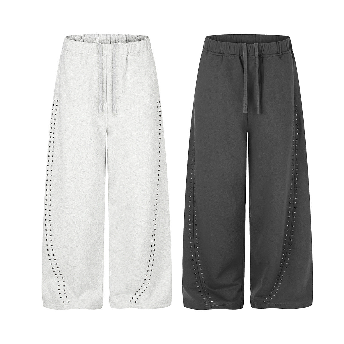 Jogging à jambes larges avec clous – Coupe ample et croix ornée de strass