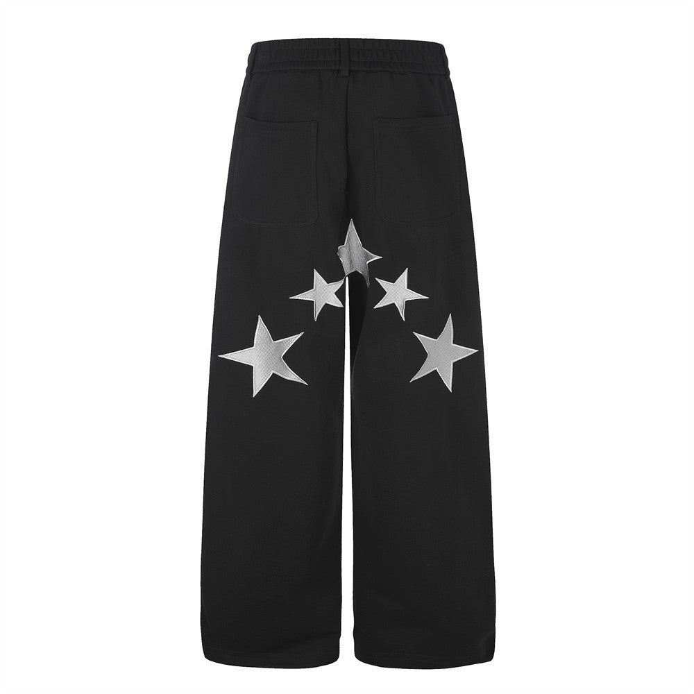 Pantalon de survêtement à jambes larges avec broderie Pégase, imprimé Union Jack et écussons étoile