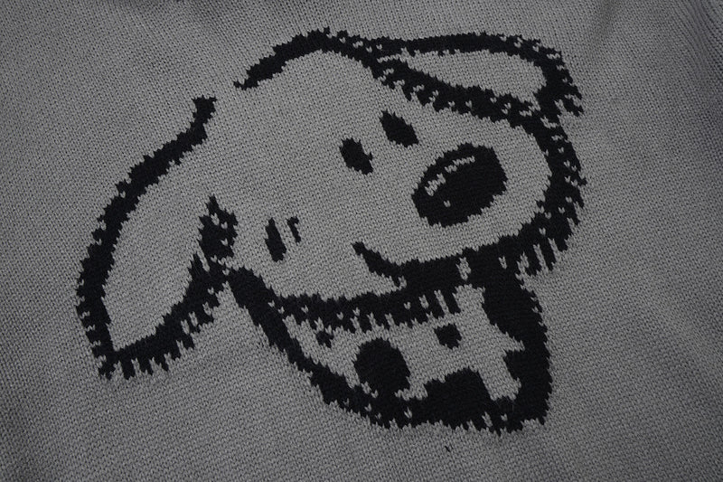 Pull à capuche oversize en maille jacquard avec grand motif graphique sur le devant