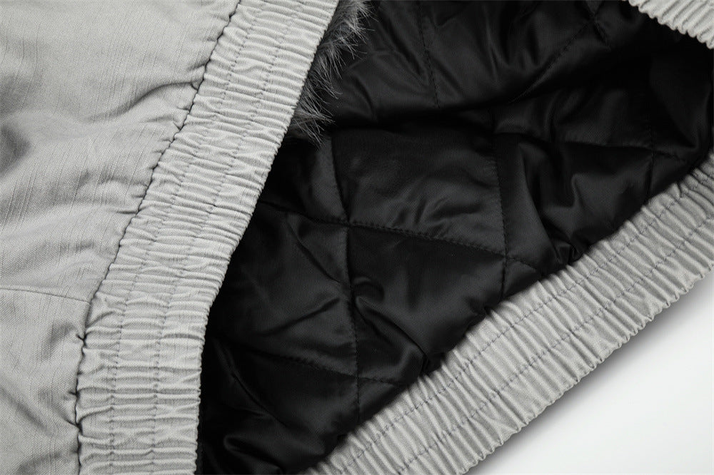 Men's Studded Bomber Jacket with Faux Fur Collar – High Street Winter Coat