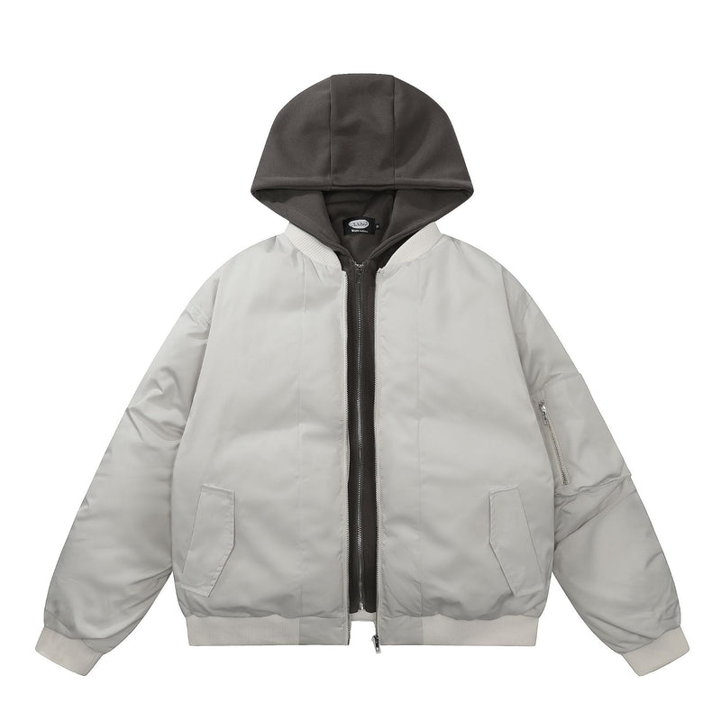 Chaqueta bomber con capucha extraíble y forro polar en capas – Abrigo acolchado de invierno