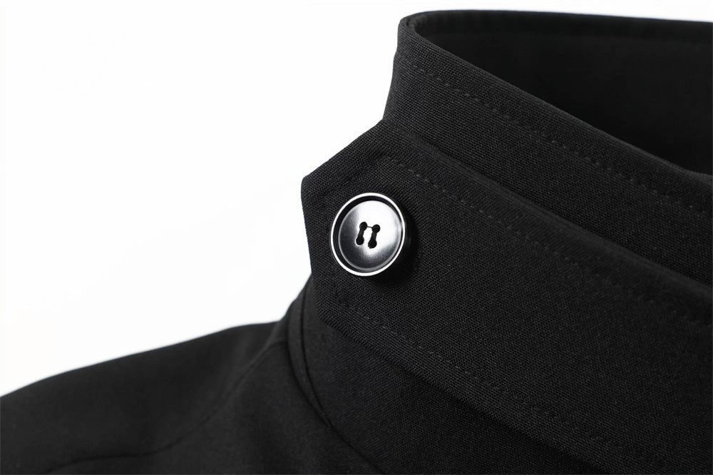 Men's Short Asymmetric Jacket with Airplane Clasp & Diagonal Placket