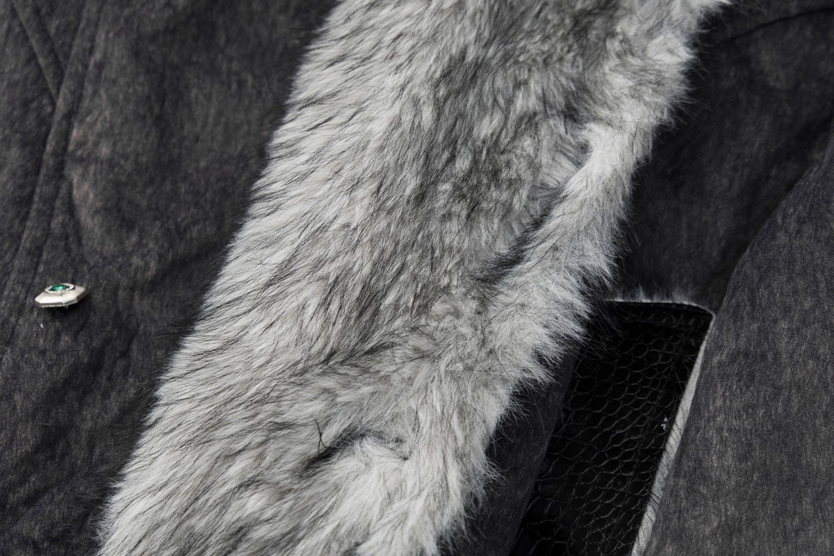 Faux Fur Trim Hooded Bomber Jacket – Textured Fleece with PU Leather Panels