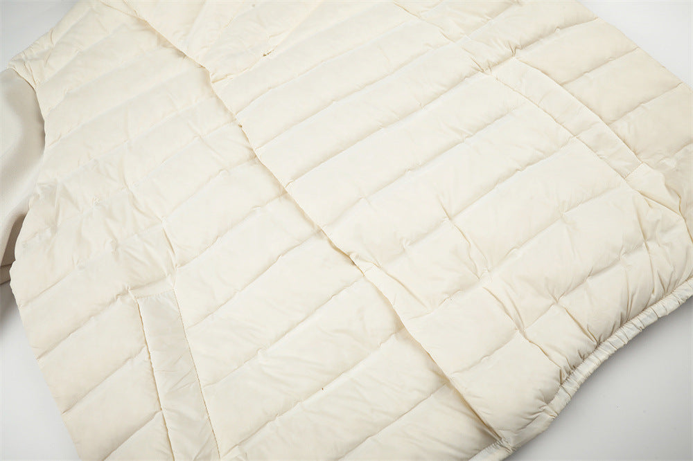 Men's Asymmetric Stand Collar Quilted Down Jacket – Diagonal Placket Puffer Coat