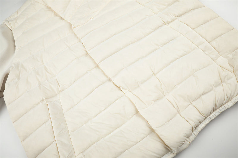 Men's Asymmetric Stand Collar Quilted Down Jacket – Diagonal Placket Puffer Coat